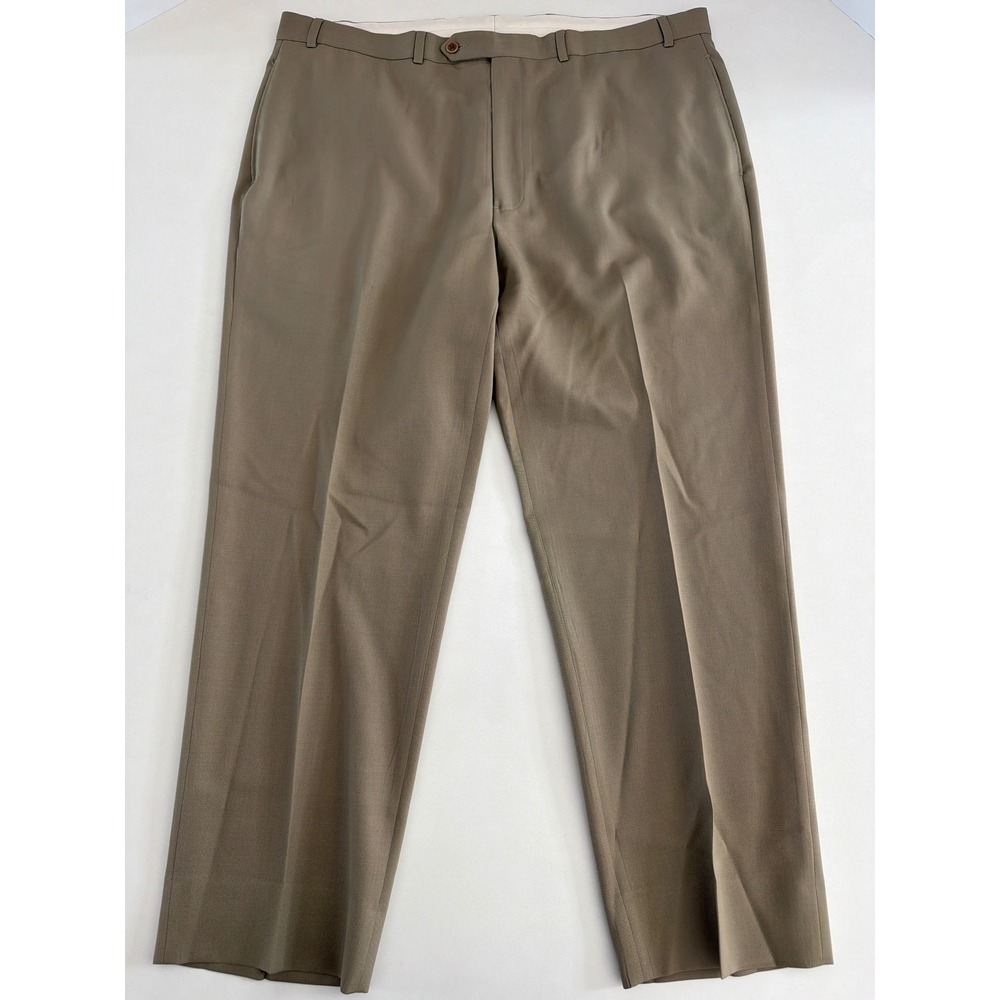 Brooks Brothers 346 Mens 100% Wool Tan Khaki Dress Pants 42x30 Flat Front